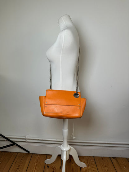 Vintage Jil Sander Orange Leather Chain Shoulder Bag