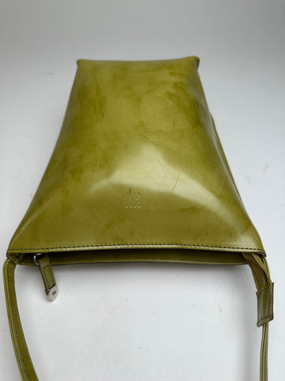 Vintage Issey Miyake Yellow Green Patent Leather Shoulder Bucket Bag