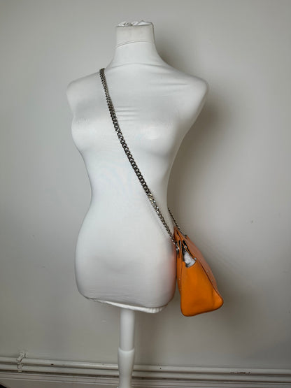 Vintage Jil Sander Orange Leather Chain Shoulder Bag