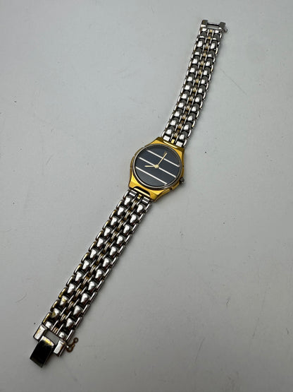 Vintage Yves Saint Laurent Two-Tone Ladies Watch Black Dial
