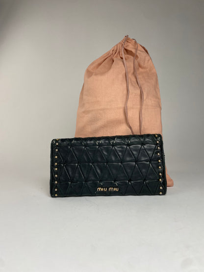 Vintage Studded Miu Miu Leather Wallet Black