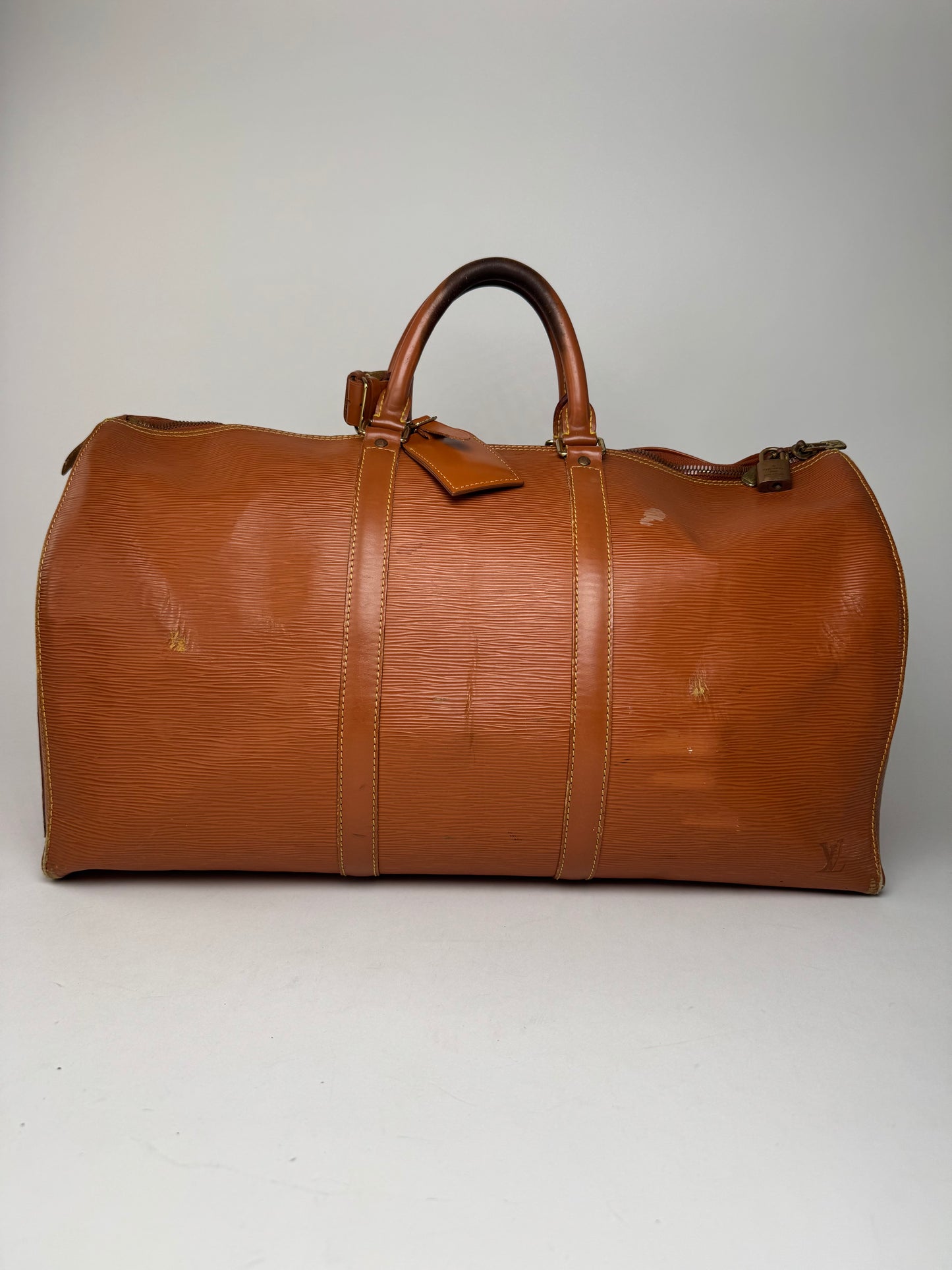 Vintage Louis Vuitton EPI Leather Duffel bag Orange brown