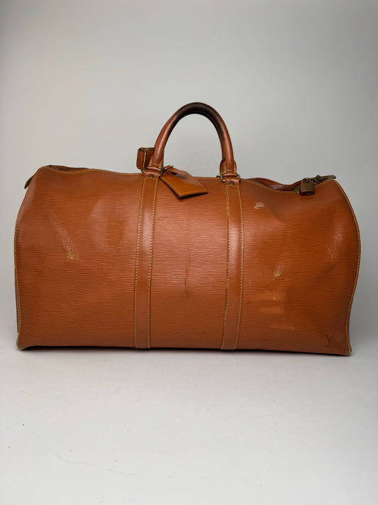 Sac de sport vintage Louis Vuitton EPI en cuir orange marron