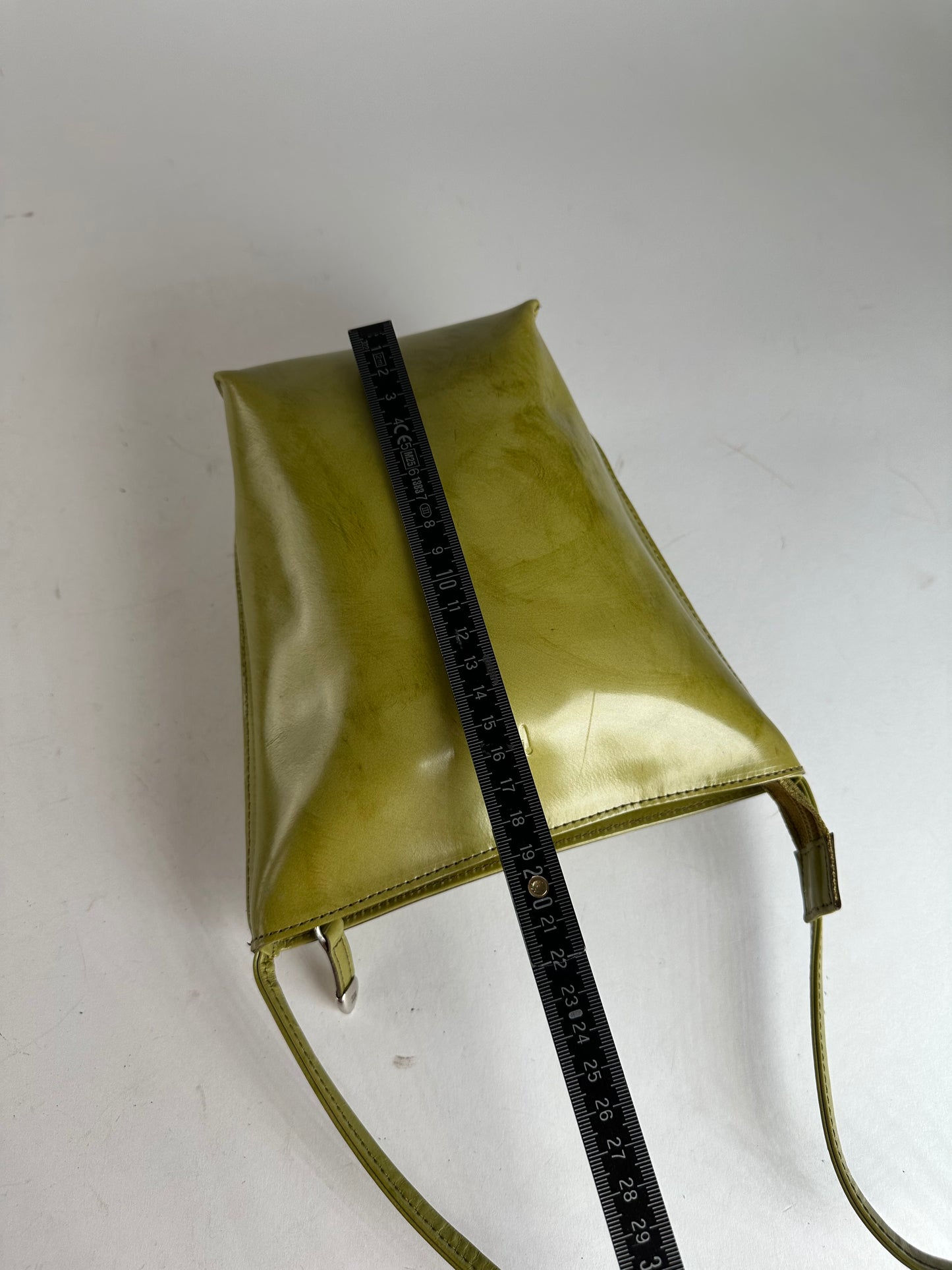 Vintage Issey Miyake Yellow Green Patent Leather Shoulder Bucket Bag
