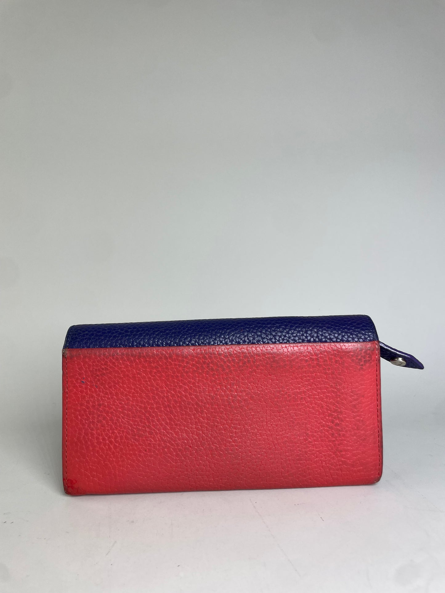 Vintage Vivienne Westwood Pebbled Leather Wallet Navy Sky Blue Red