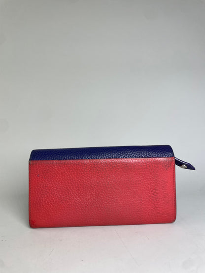 Vintage Vivienne Westwood Pebbled Leather Wallet Navy Sky Blue Red