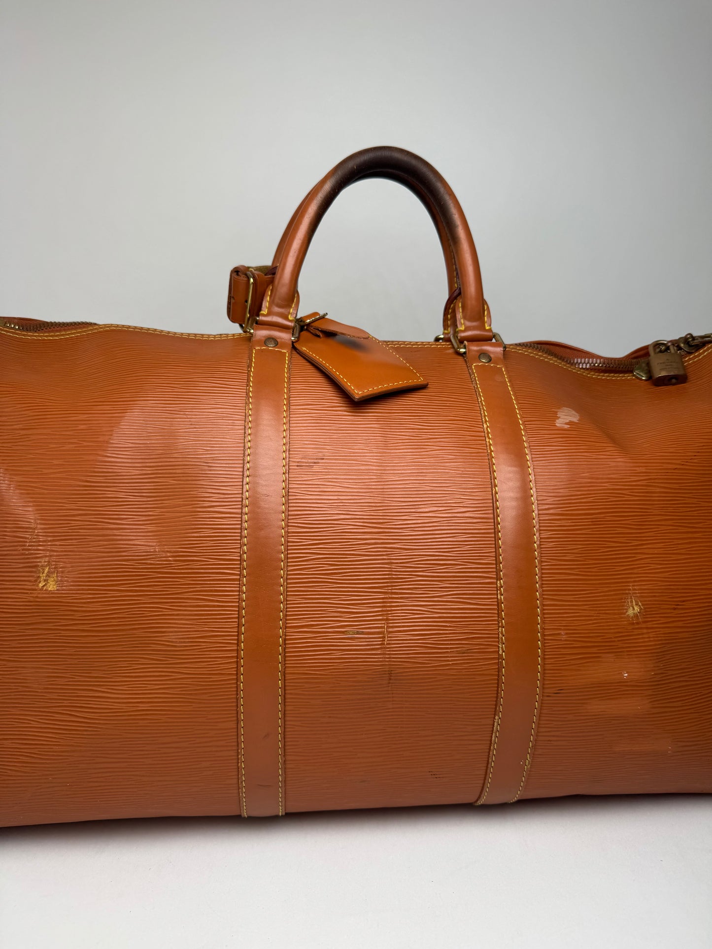 Vintage Louis Vuitton EPI Leather Duffel bag Orange brown