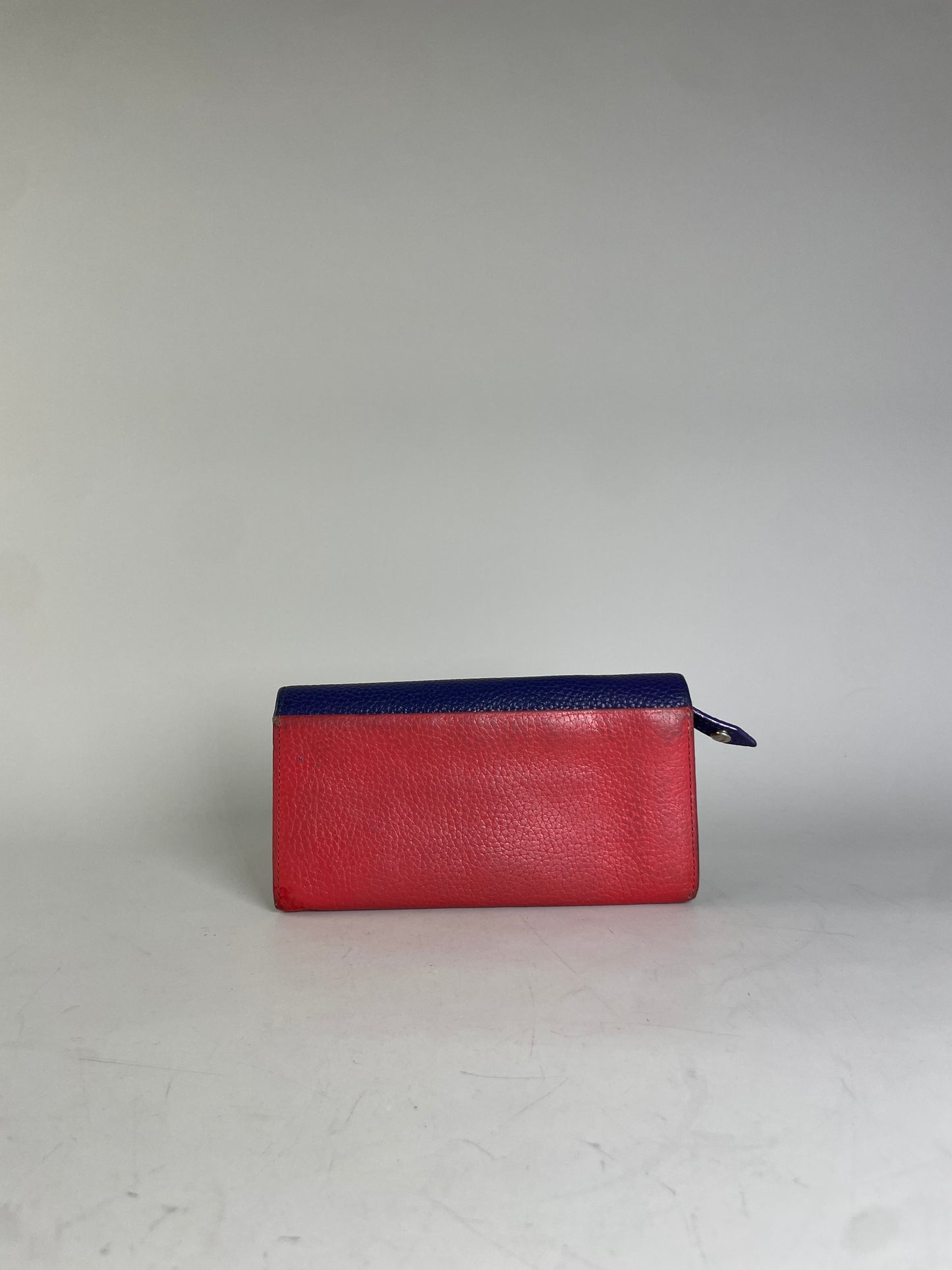 Vintage Vivienne Westwood Pebbled Leather Wallet Navy Sky Blue Red