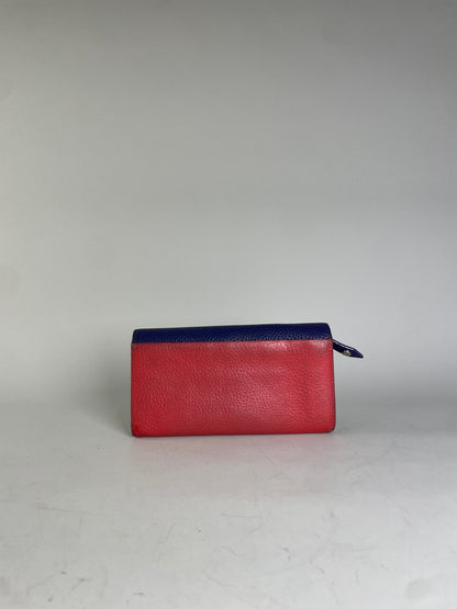 Vintage Vivienne Westwood Pebbled Leather Wallet Navy Sky Blue Red