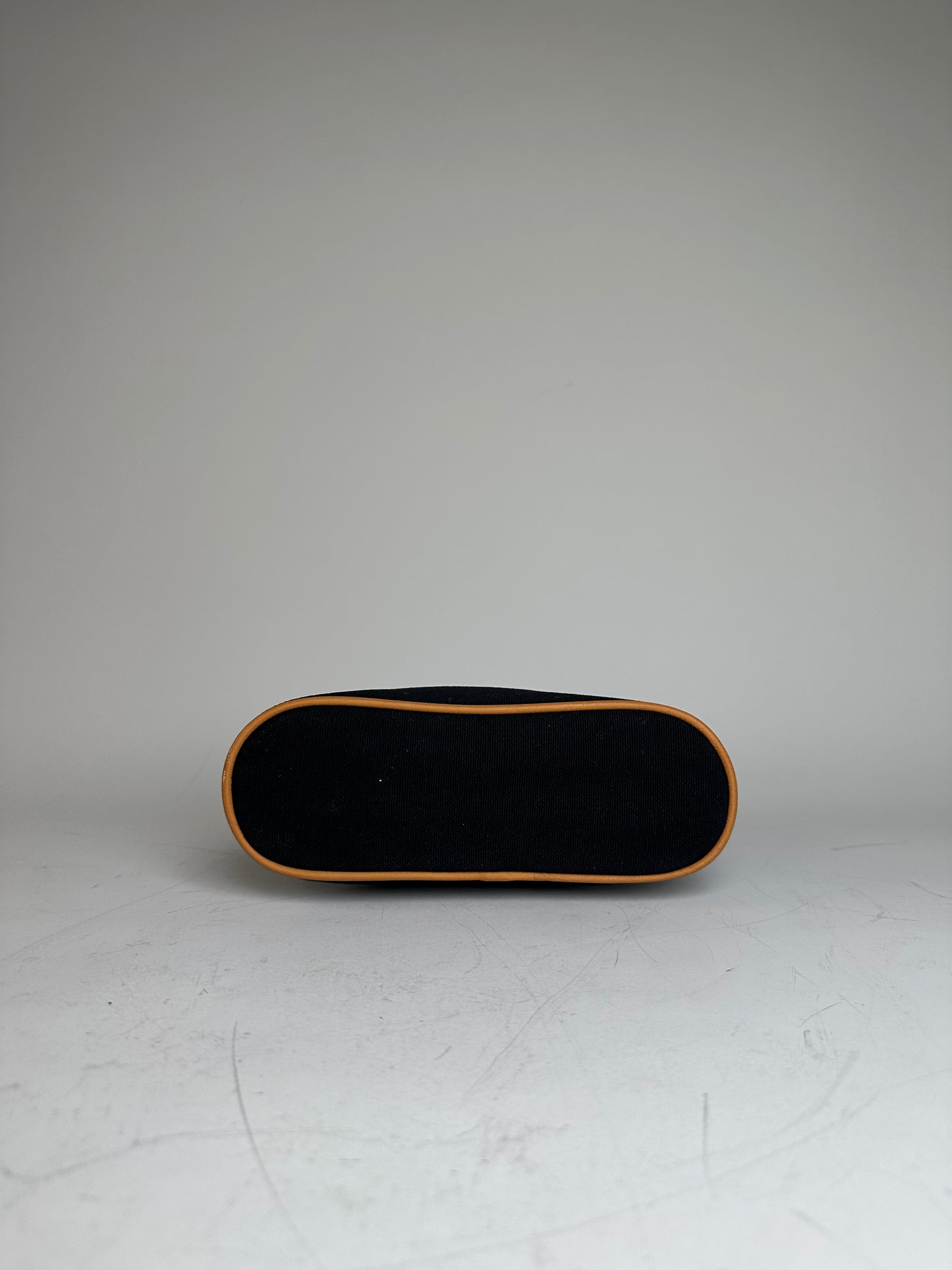 Vintage Hermes Canvas Pouch Black Orange Silver