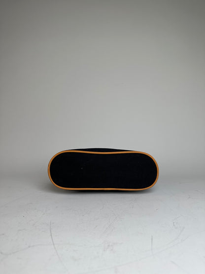 Vintage Hermes Canvas Pouch Black Orange Silver