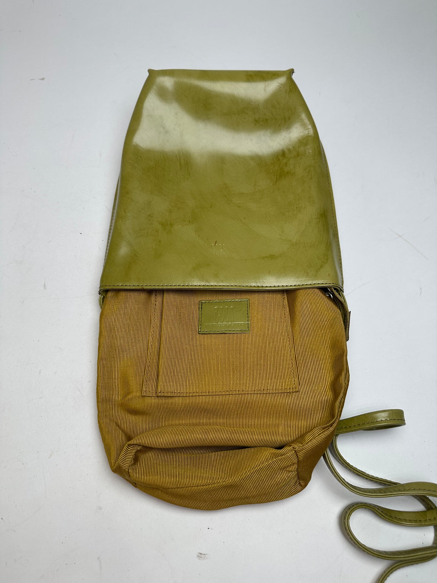 Vintage Issey Miyake Yellow Green Patent Leather Shoulder Bucket Bag