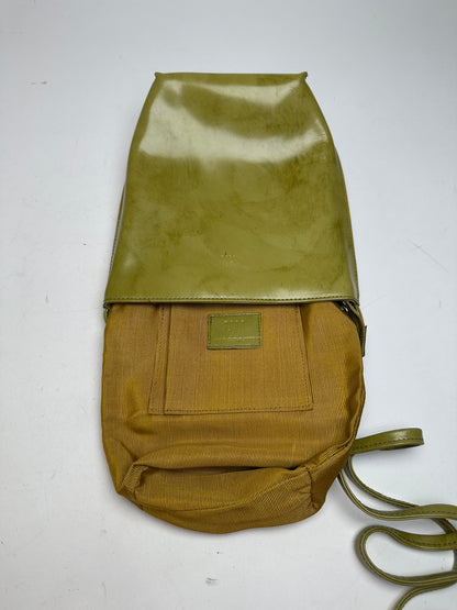 Vintage Issey Miyake Yellow Green Patent Leather Shoulder Bucket Bag