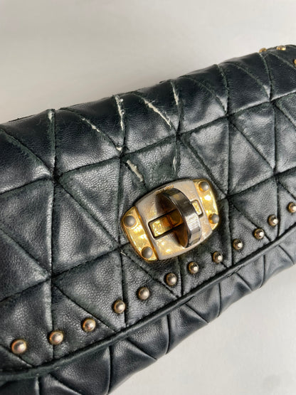 Vintage Studded Miu Miu Leather Wallet Black