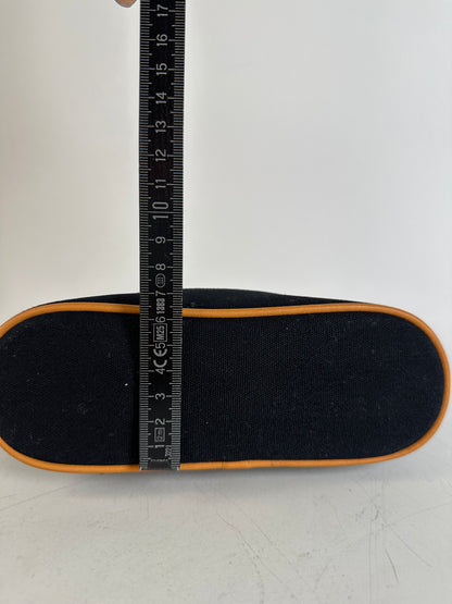 Vintage Hermes Canvas Pouch Black Orange Silver