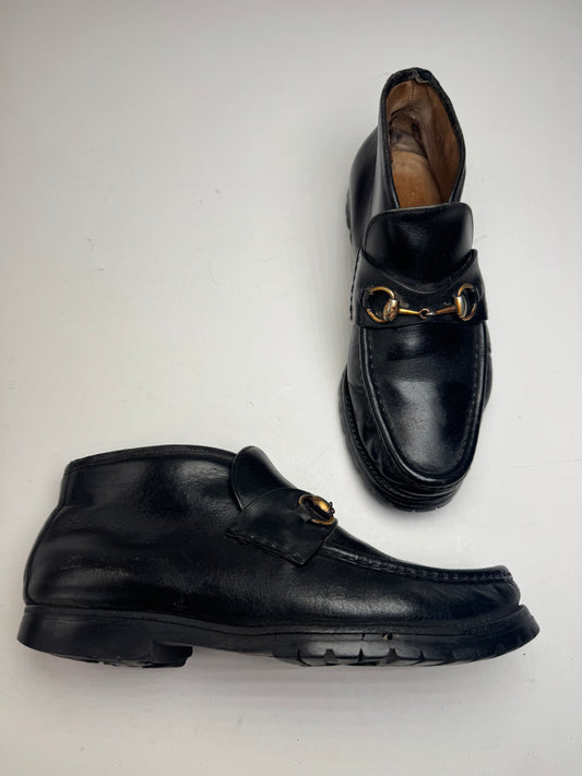 Vintage Gucci Horsebit Leather Boots Black EU39