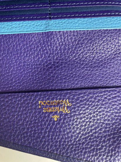 Vintage Vivienne Westwood Pebbled Leather Wallet Navy Sky Blue Red