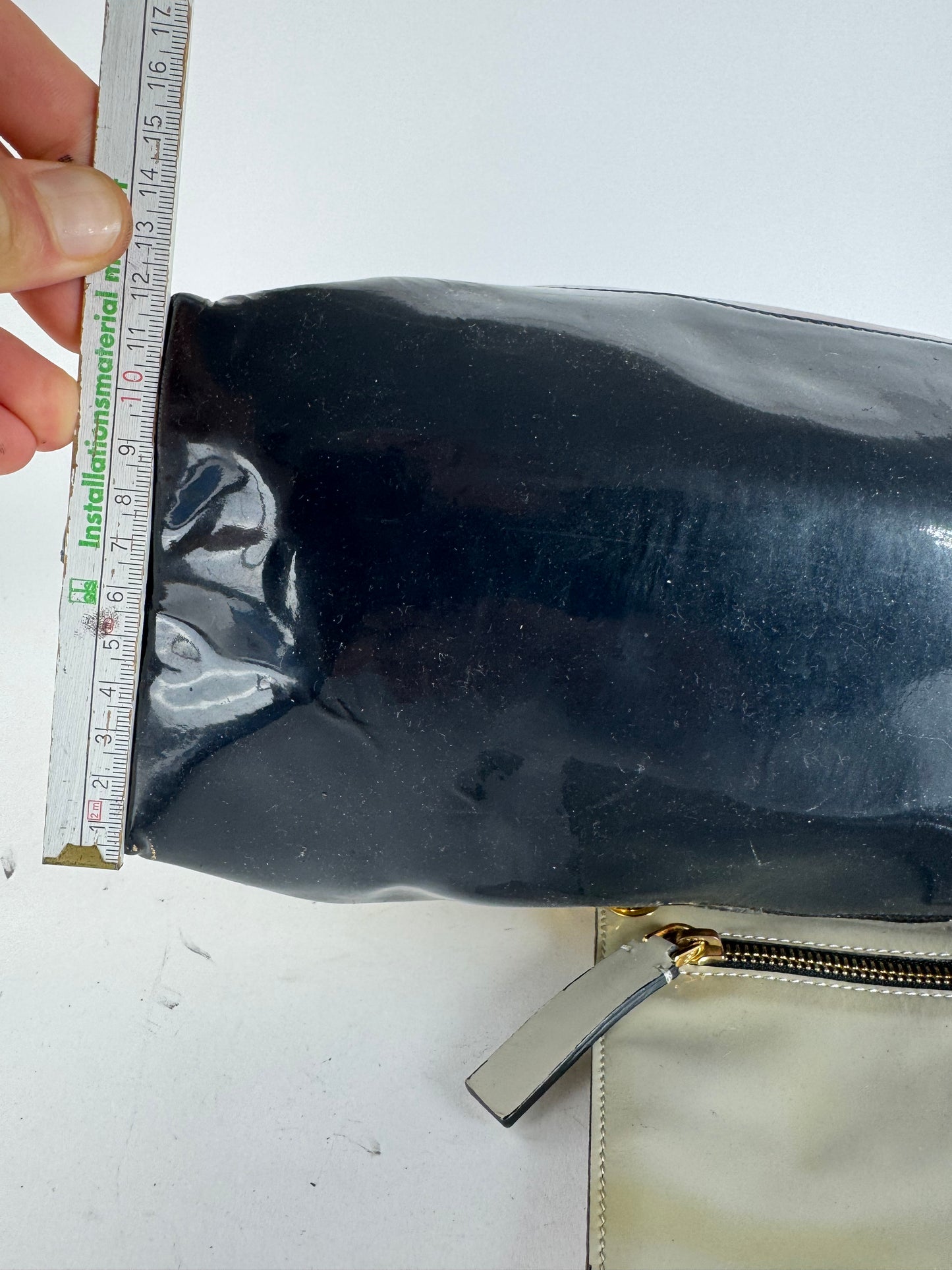 Vintage Marni Patent Leather Tote Bag Burgundy Beige Black