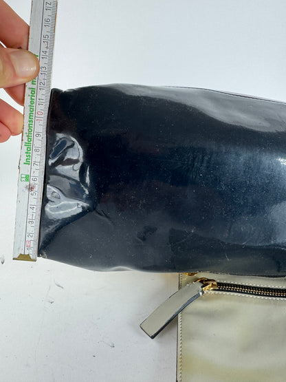 Vintage Marni Patent Leather Tote Bag Burgundy Beige Black