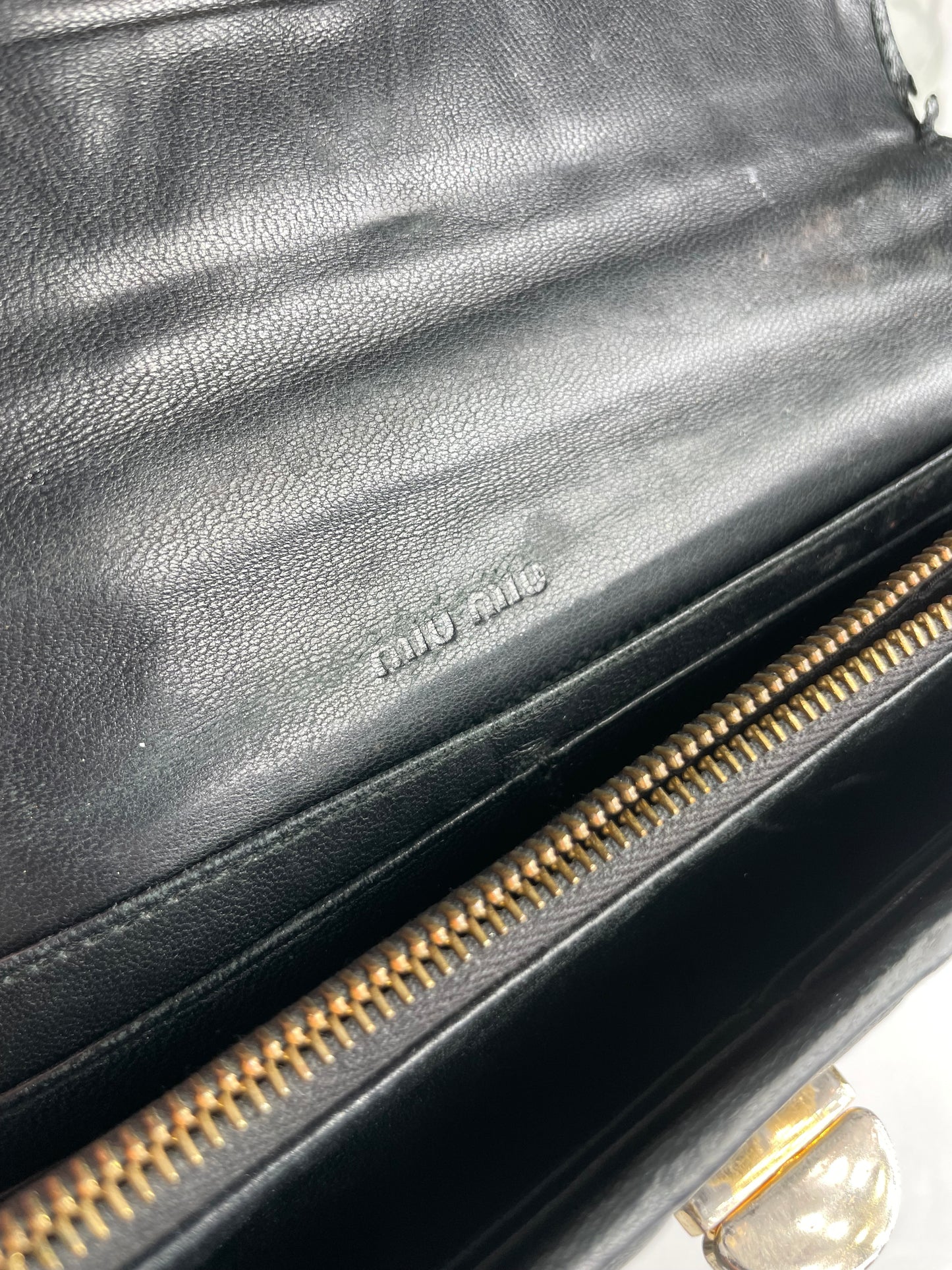 Vintage Studded Miu Miu Leather Wallet Black