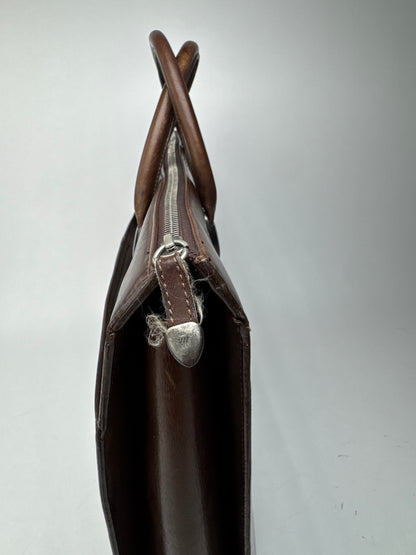 Sac vintage en cuir marron Issey Miyake
