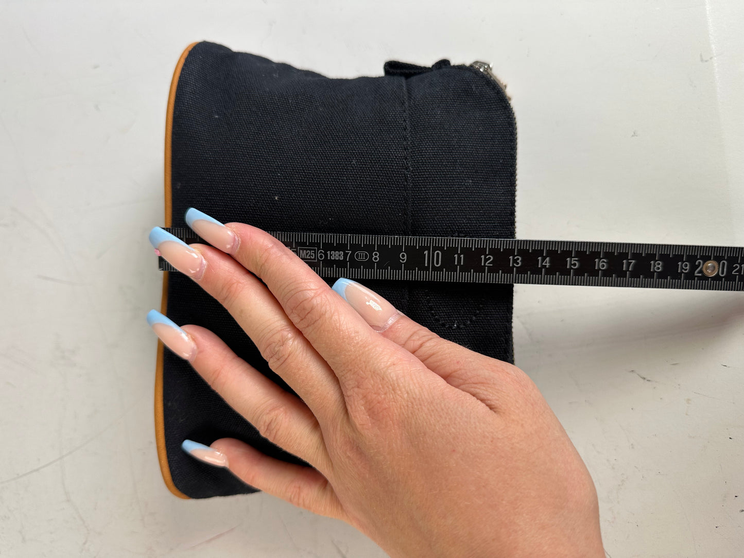 Vintage Hermes Canvas Pouch Black Orange Silver