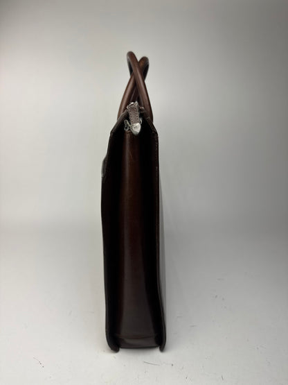 Sac vintage en cuir marron Issey Miyake