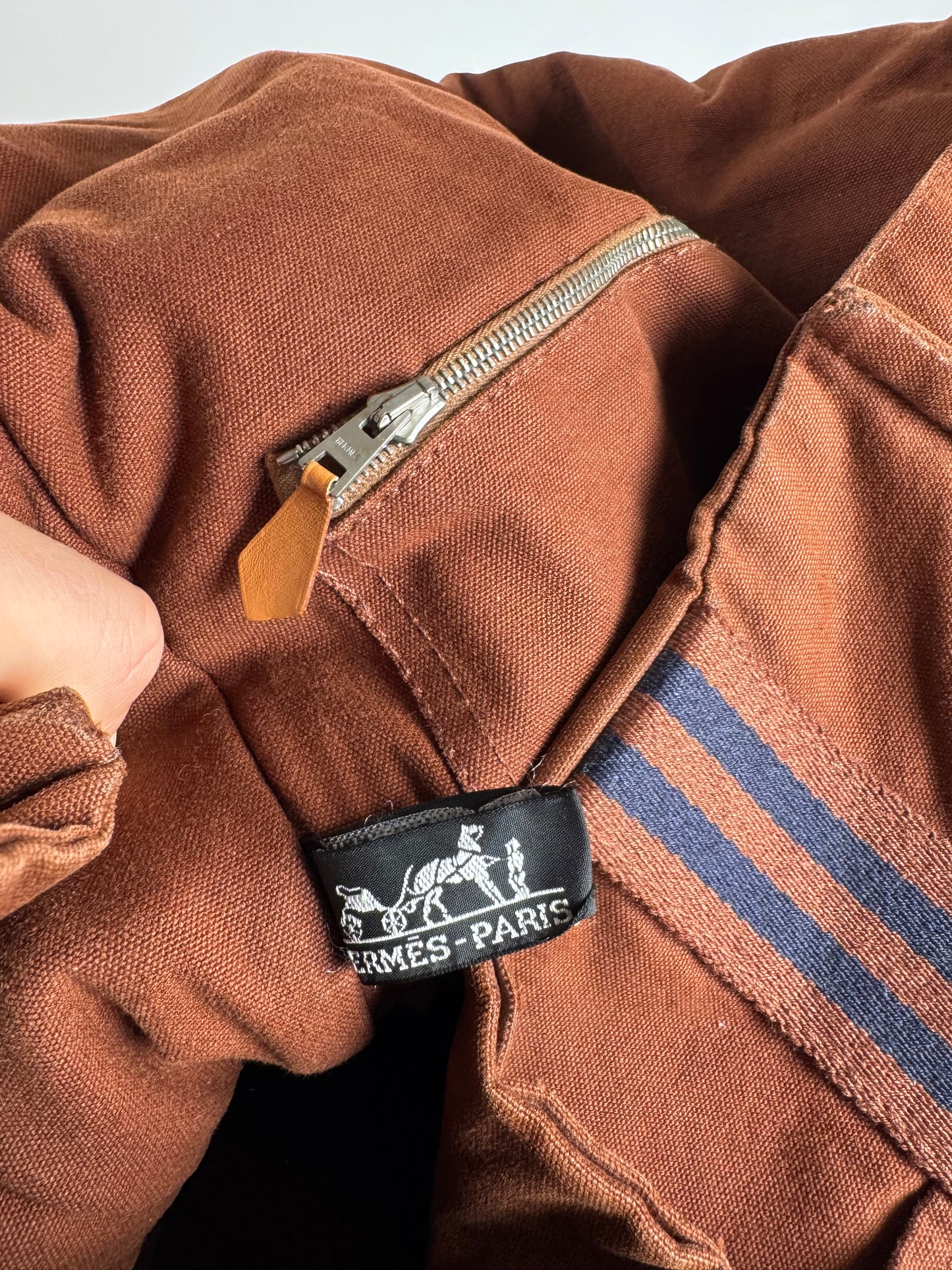 Vintage Hermes Bag Orange Brown navy