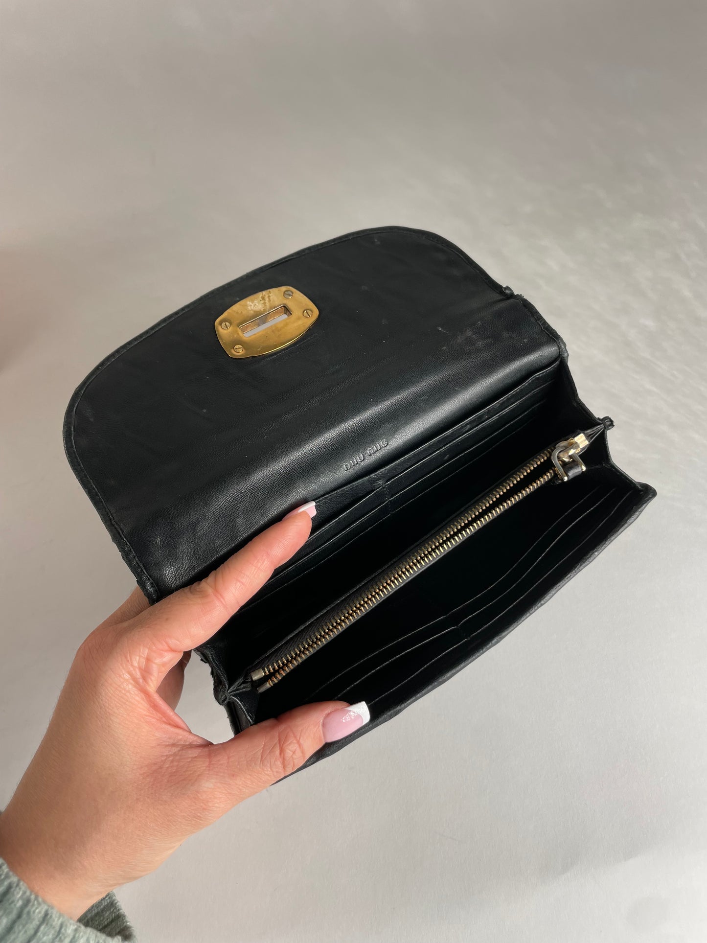 Vintage Studded Miu Miu Leather Wallet Black