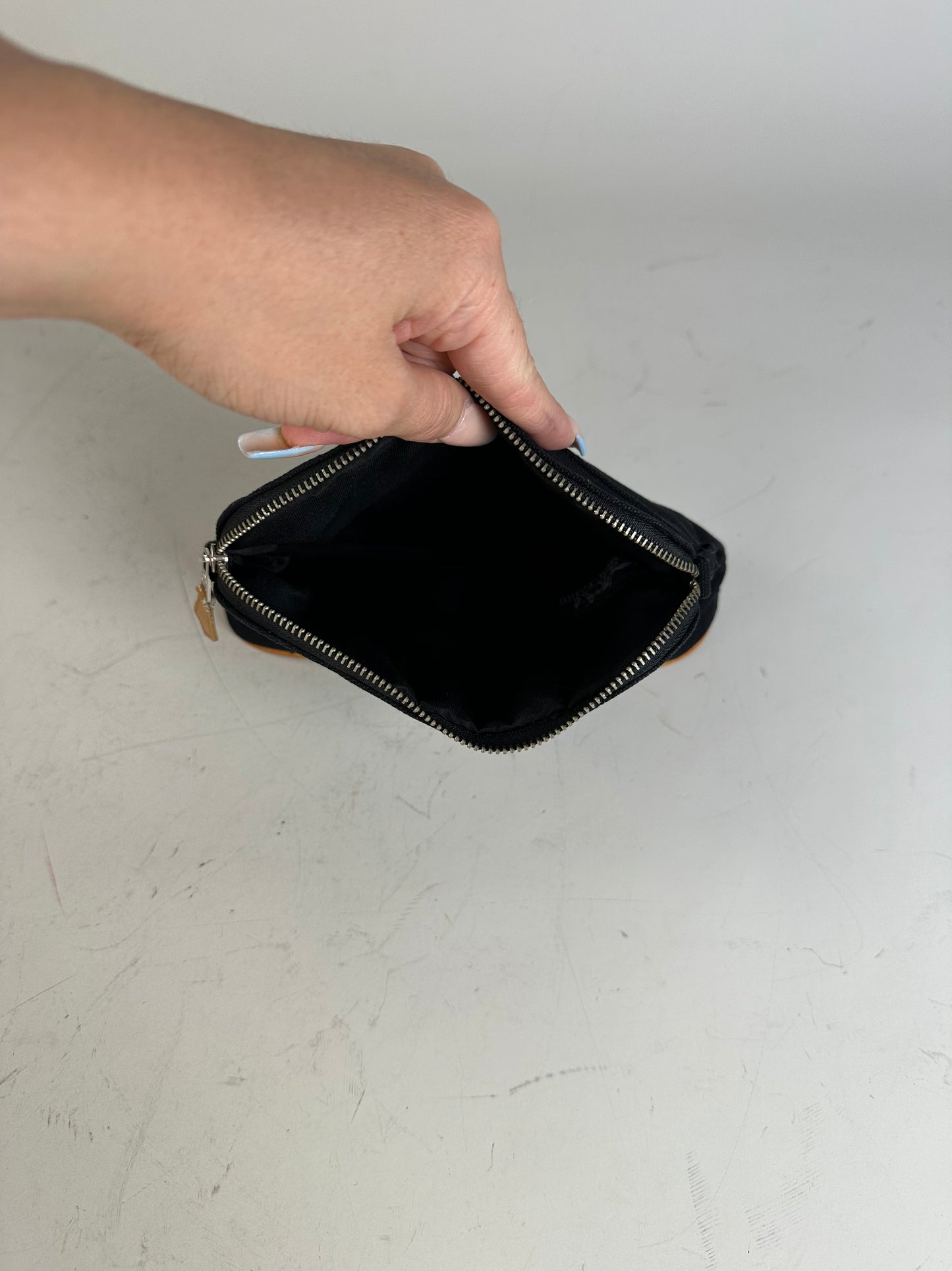 Vintage Hermes Canvas Pouch Black Orange Silver