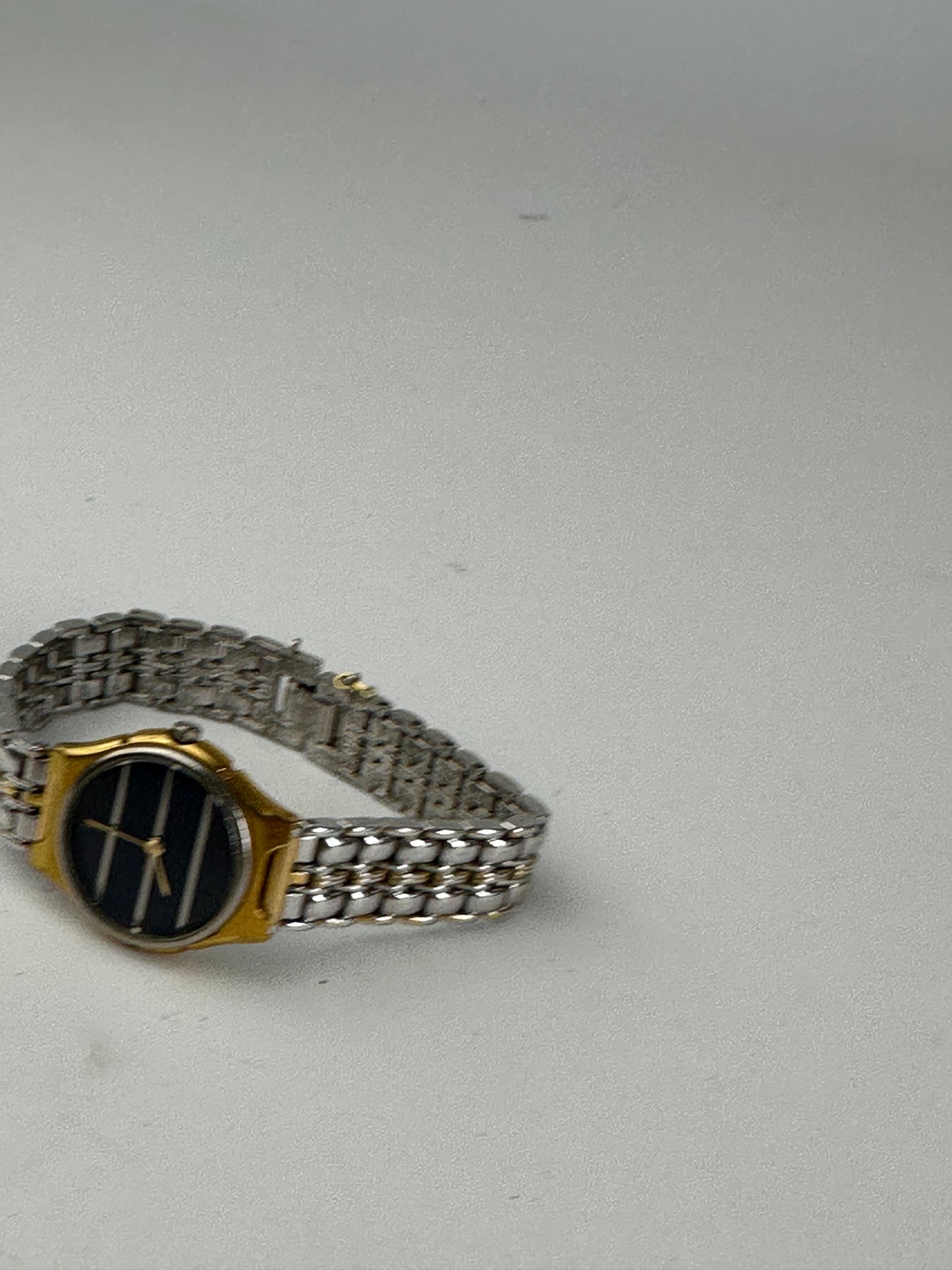 Vintage Yves Saint Laurent Two-Tone Ladies Watch Black Dial