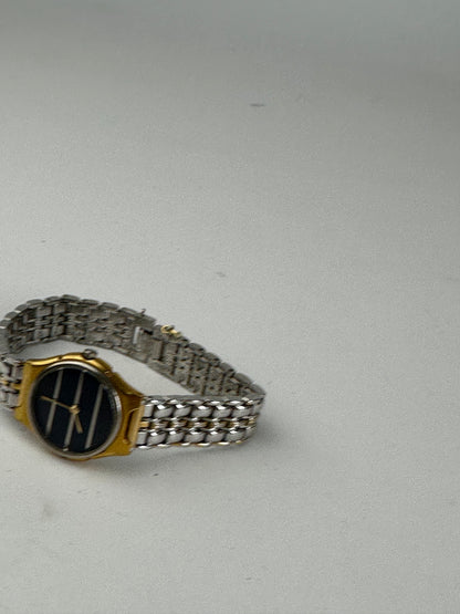 Vintage Yves Saint Laurent Two-Tone Ladies Watch Black Dial