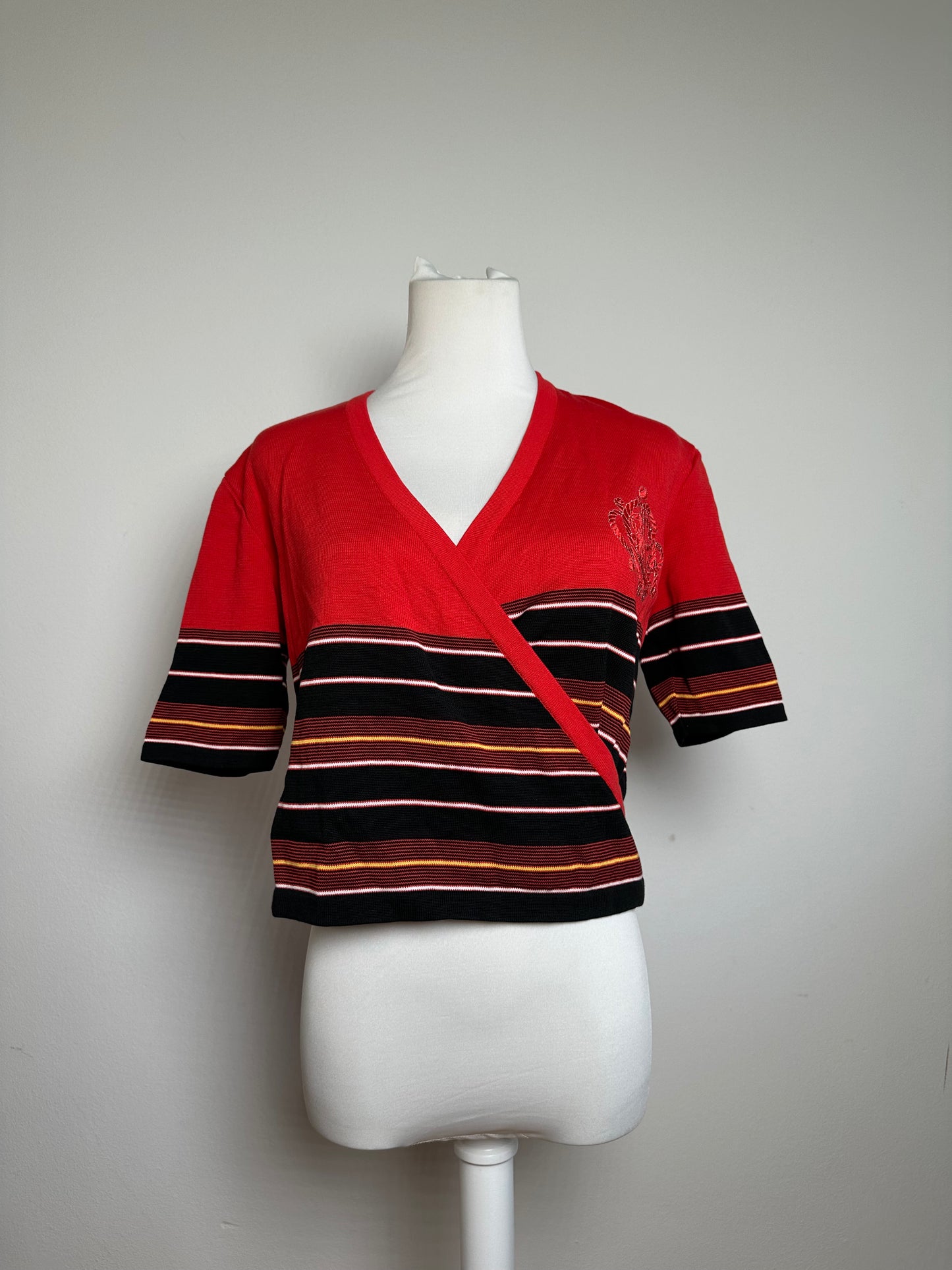 Vintage Dior Striped Top M Red