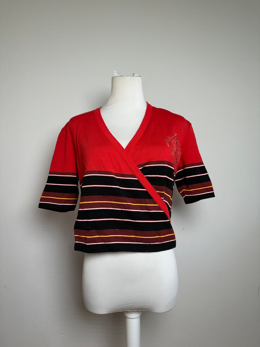 Vintage Dior Striped Top M Red