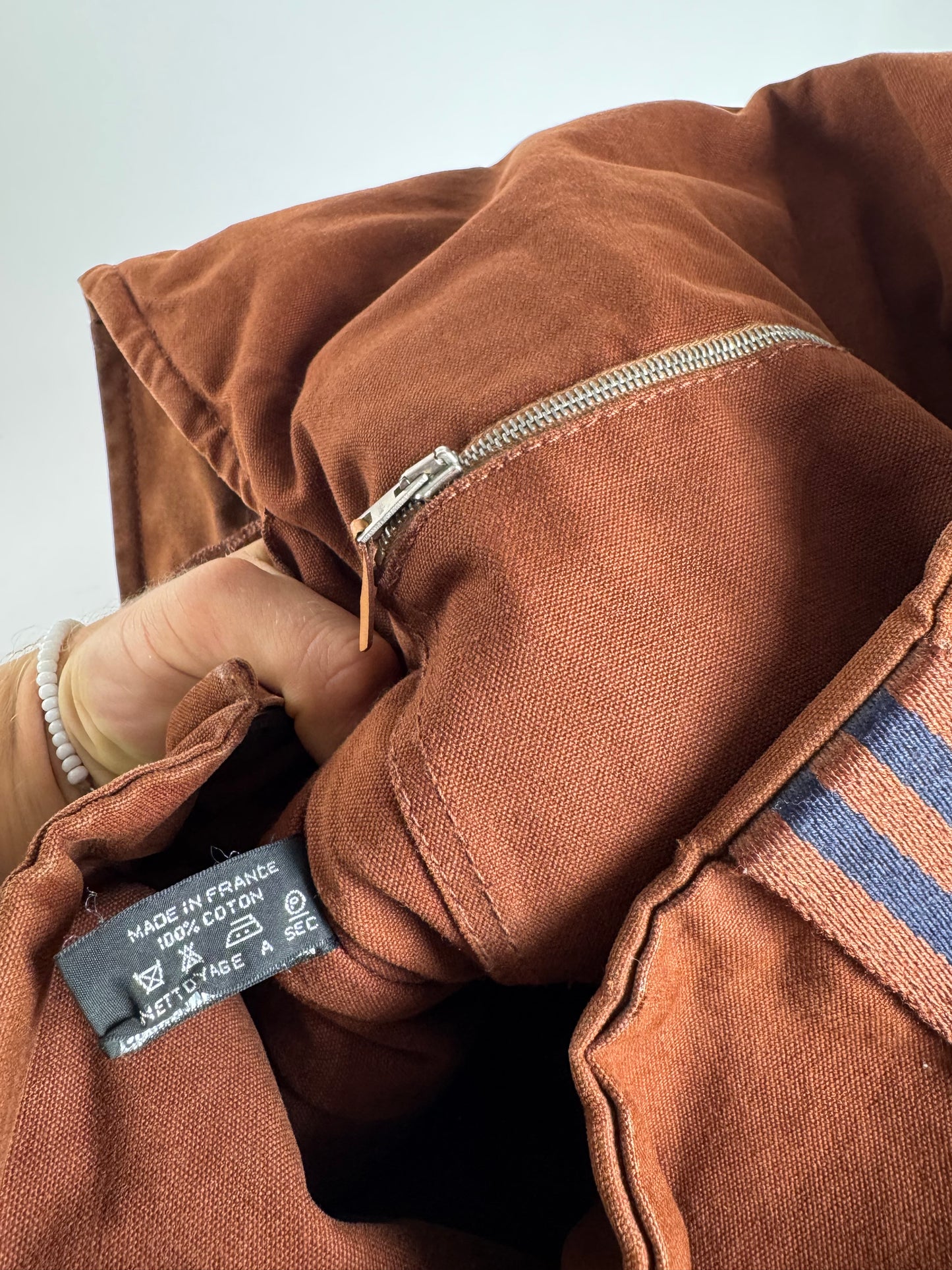 Vintage Hermes Bag Orange Brown navy