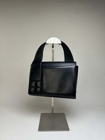 Vintage Givenchy Smooth Leather Shoulder Bag Black Gold