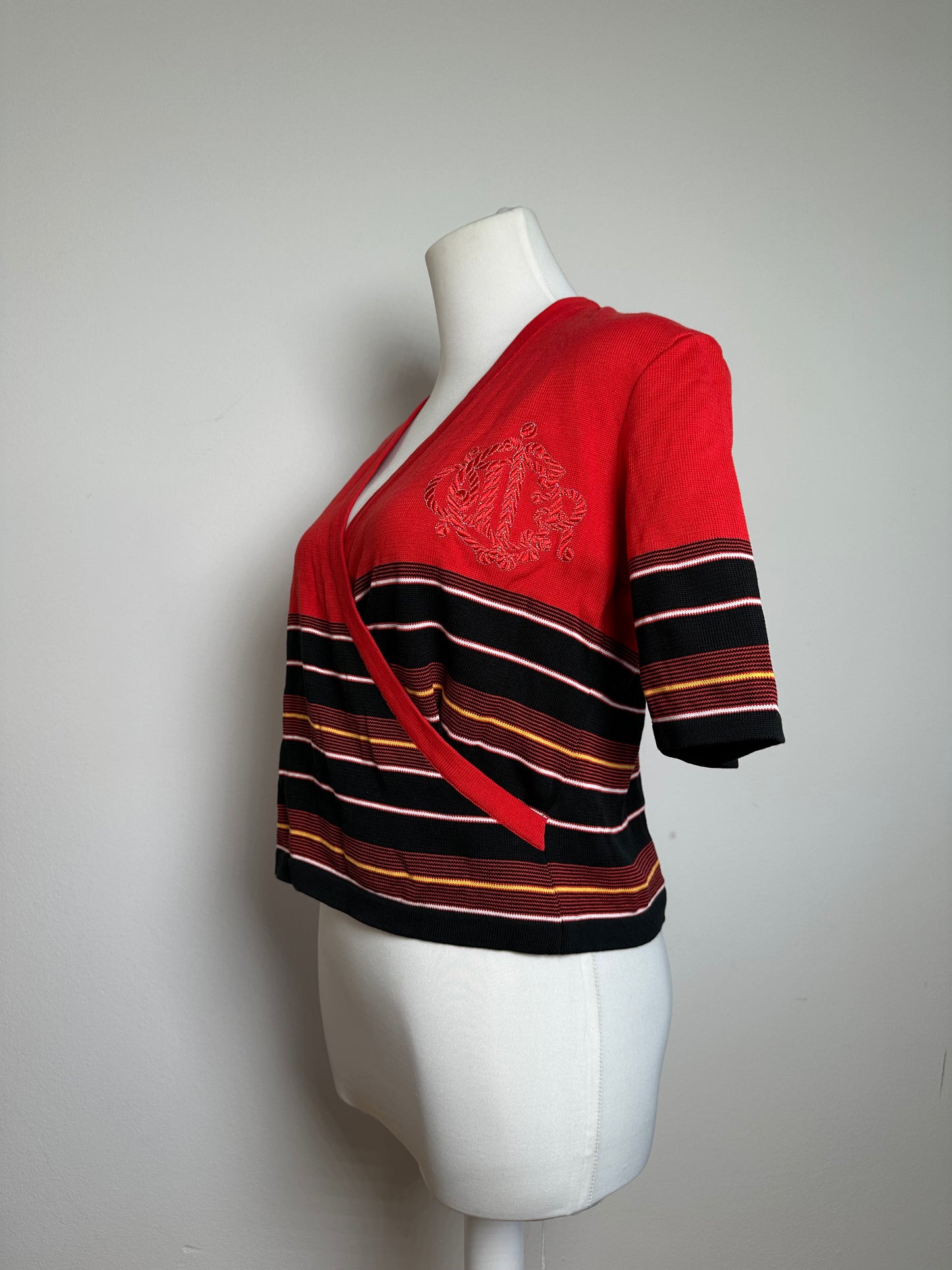 Vintage Dior Striped Top M Red