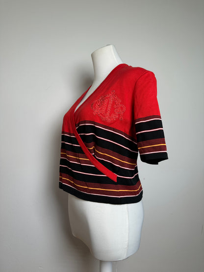 Vintage Dior Striped Top M Red