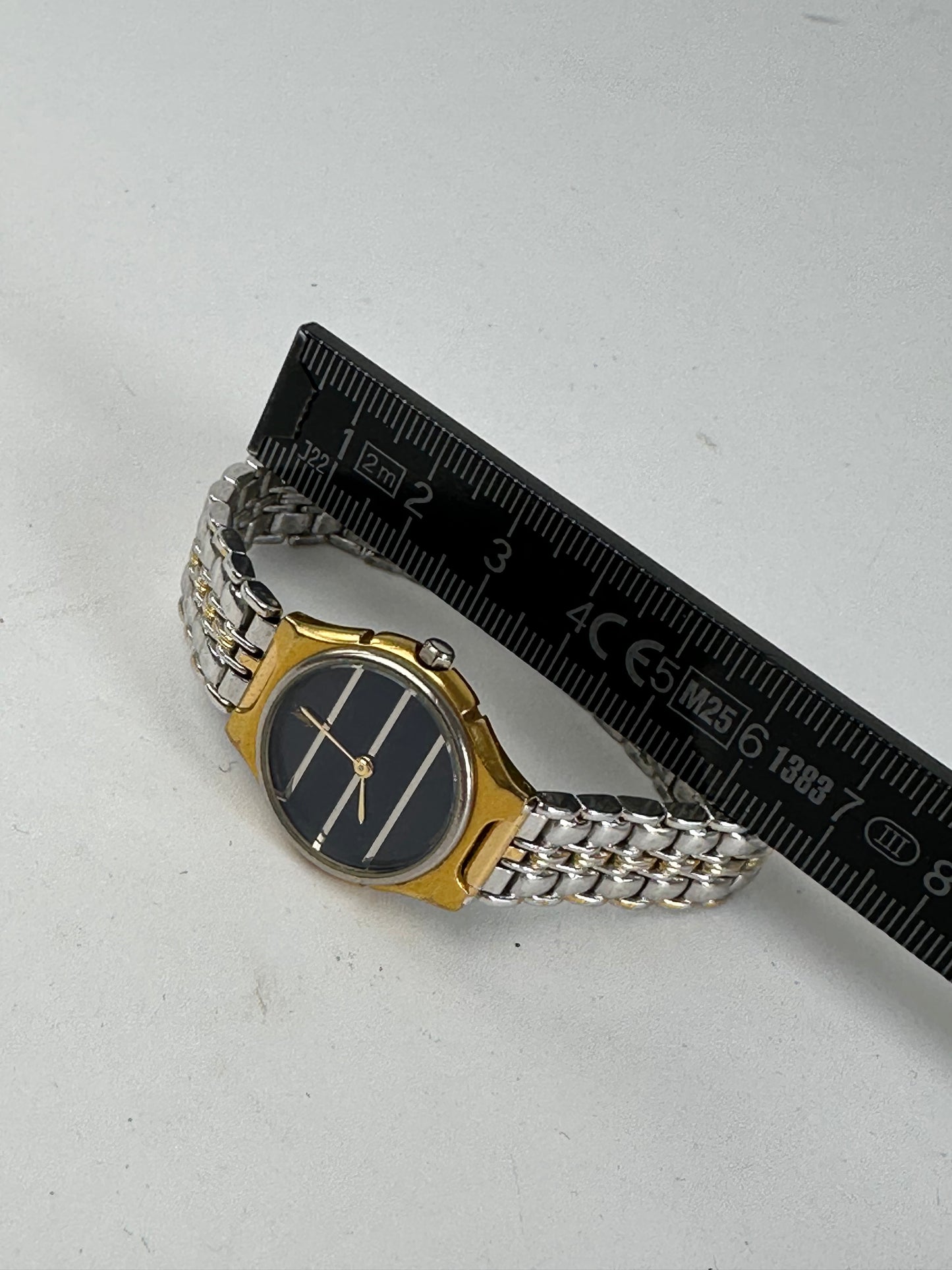 Vintage Yves Saint Laurent Two-Tone Ladies Watch Black Dial