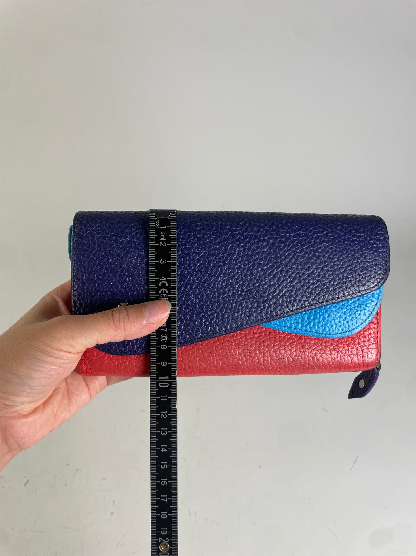 Vintage Vivienne Westwood Pebbled Leather Wallet Navy Sky Blue Red