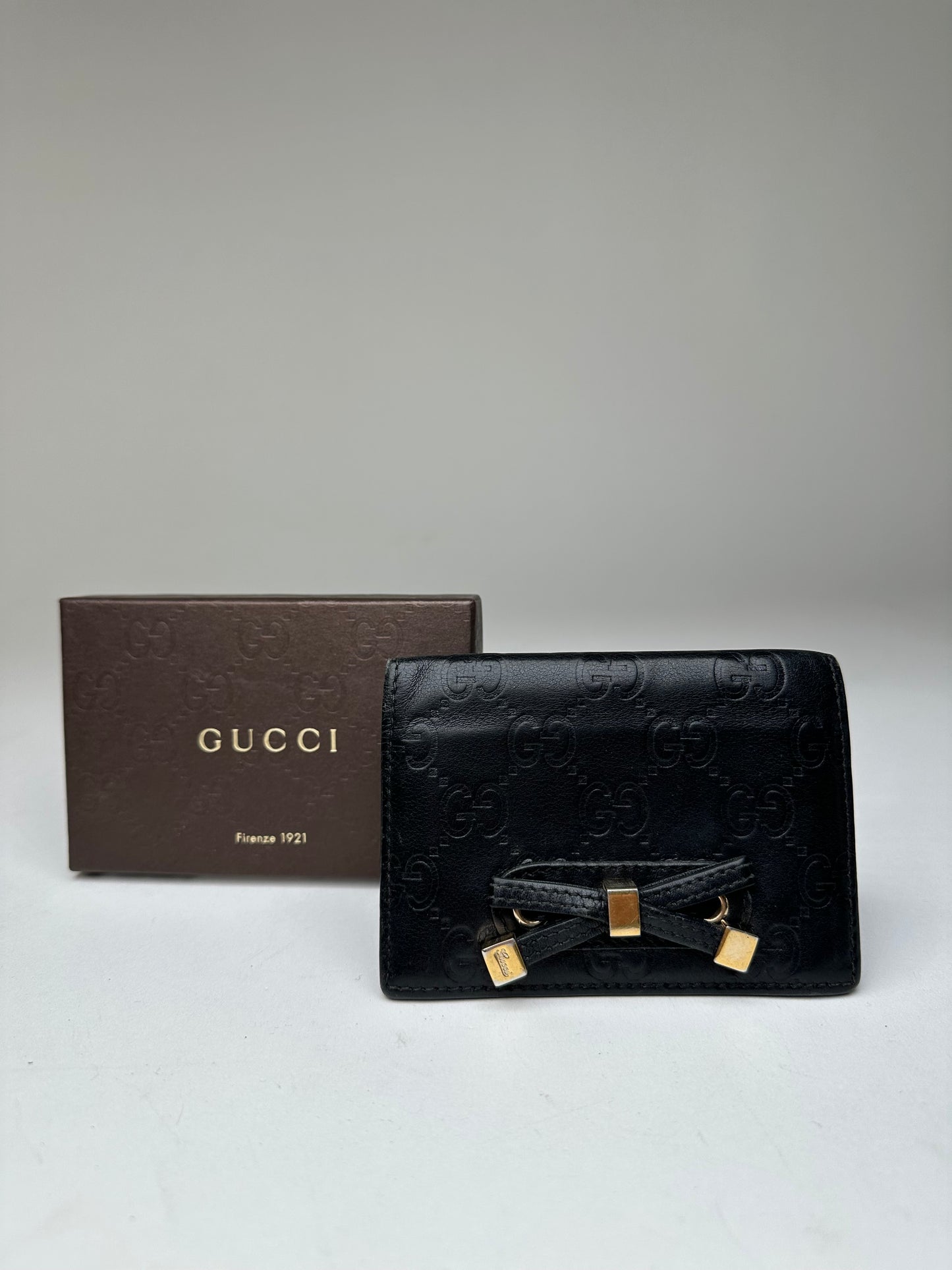 Vintage Gucci Guccissima Leather Bifold Card Wallet Black