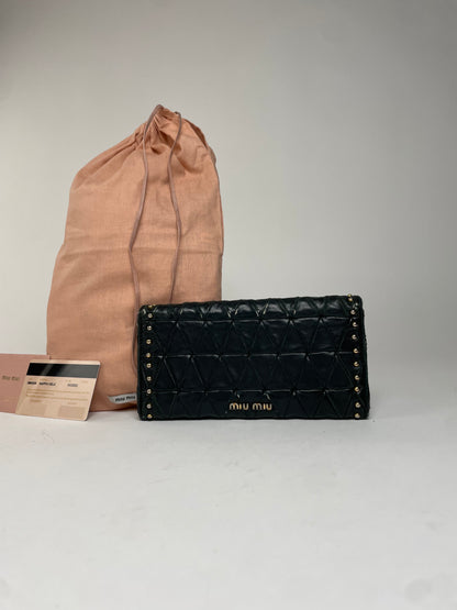 Vintage Studded Miu Miu Leather Wallet Black