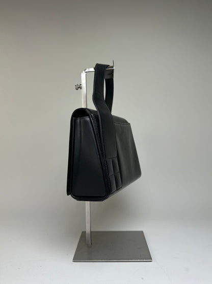 Vintage Givenchy Smooth Leather Shoulder Bag Black Gold