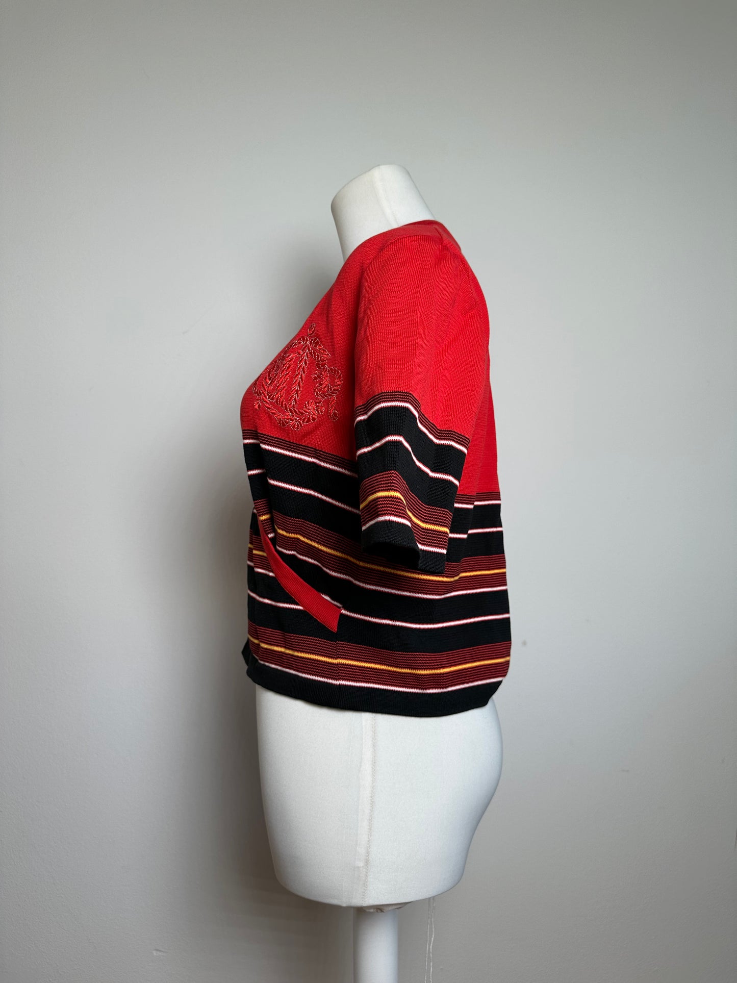 Vintage Dior Striped Top M Red