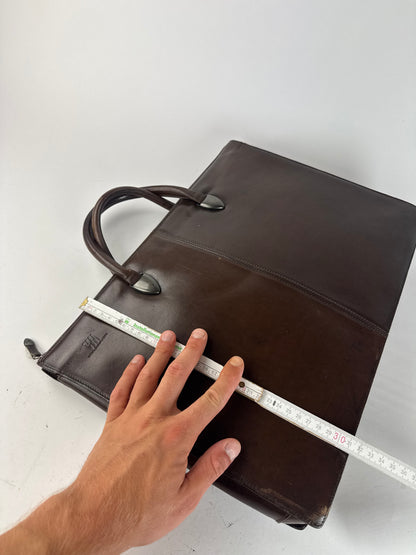 Sac vintage en cuir marron Issey Miyake