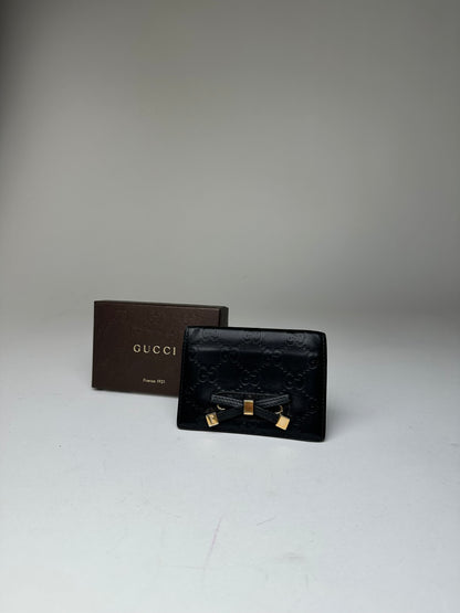 Vintage Gucci Guccissima Leather Bifold Card Wallet Black