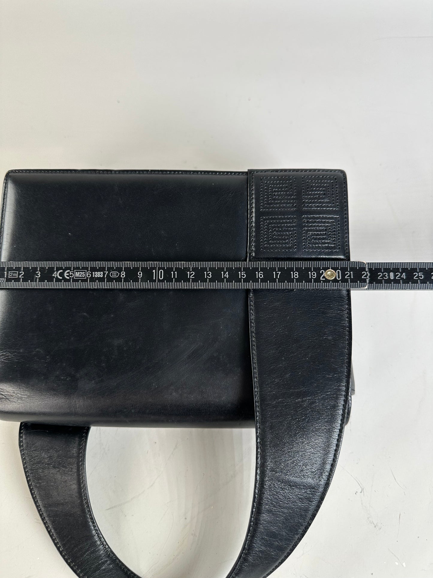 Vintage Givenchy Smooth Leather Shoulder Bag Black Gold