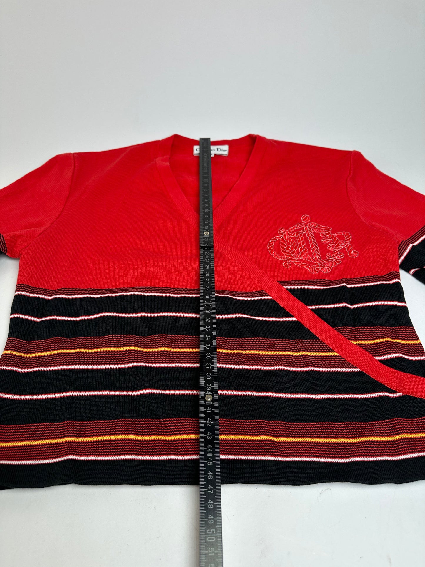 Vintage Dior Striped Top M Red