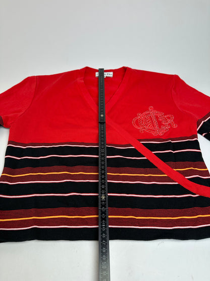 Vintage Dior Striped Top M Red