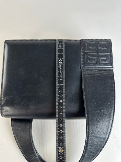 Vintage Givenchy Smooth Leather Shoulder Bag Black Gold